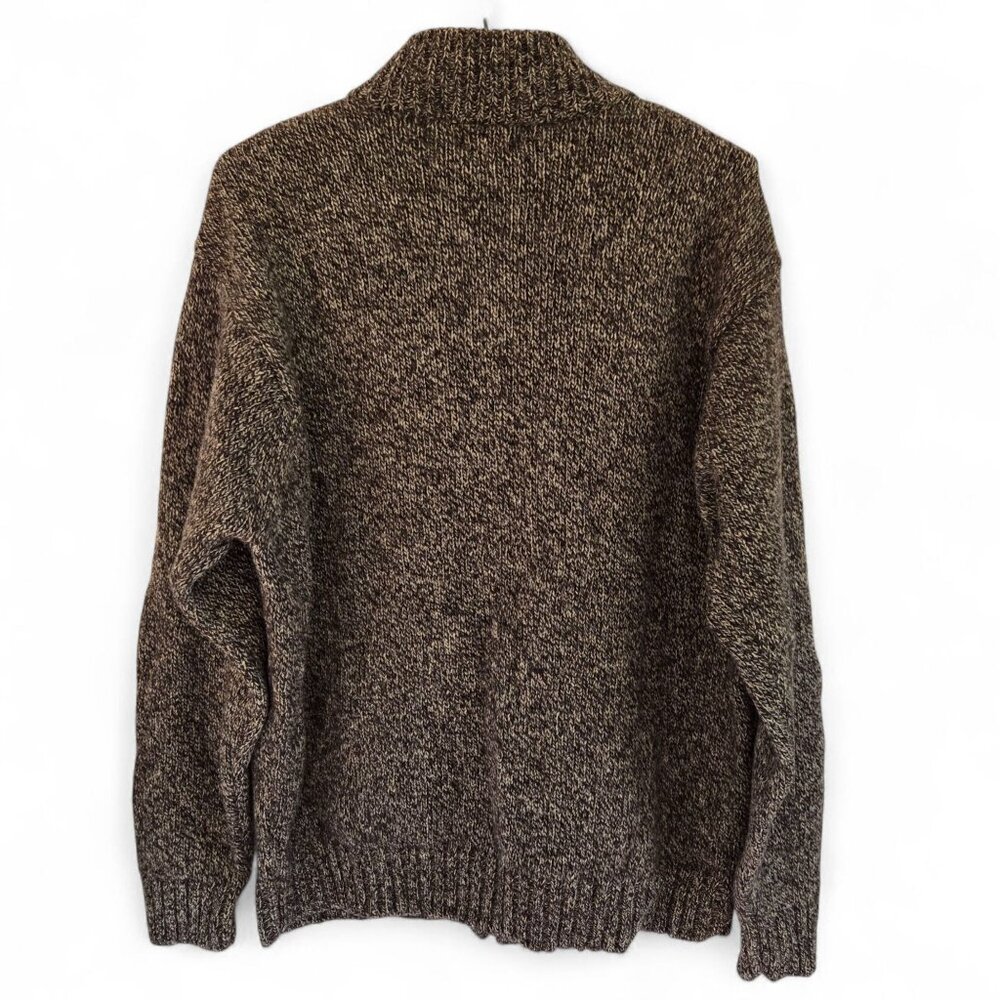 L.L. Bean Mens XL Shetland Wool Full-Zip Cardigan Sweater Heather Brown - Picture 3 of 11